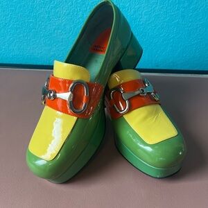 Jeffrey Campbell Green and Yellow Loafers